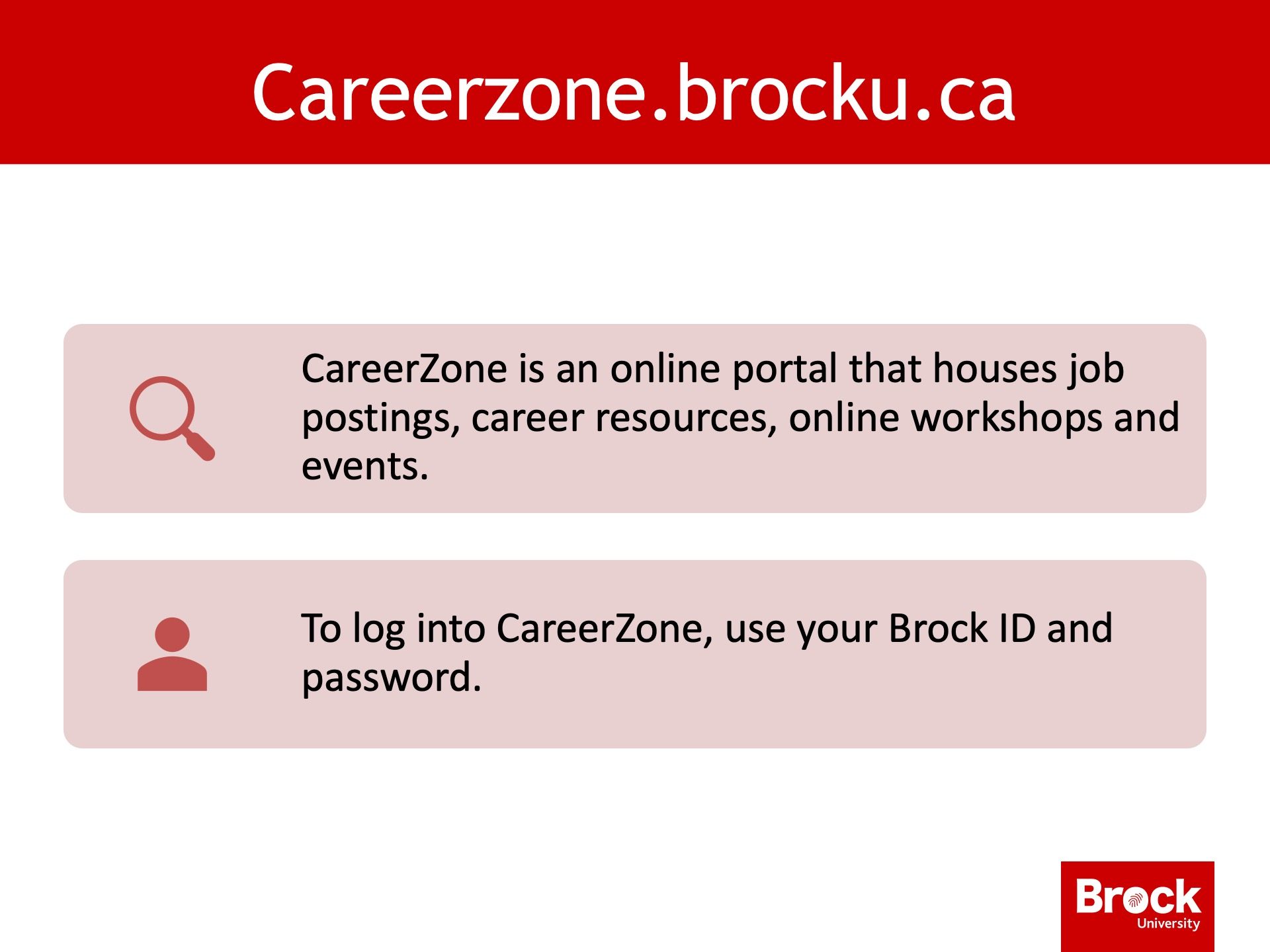 Information about the CareerZone website - careerzone.brocku.ca