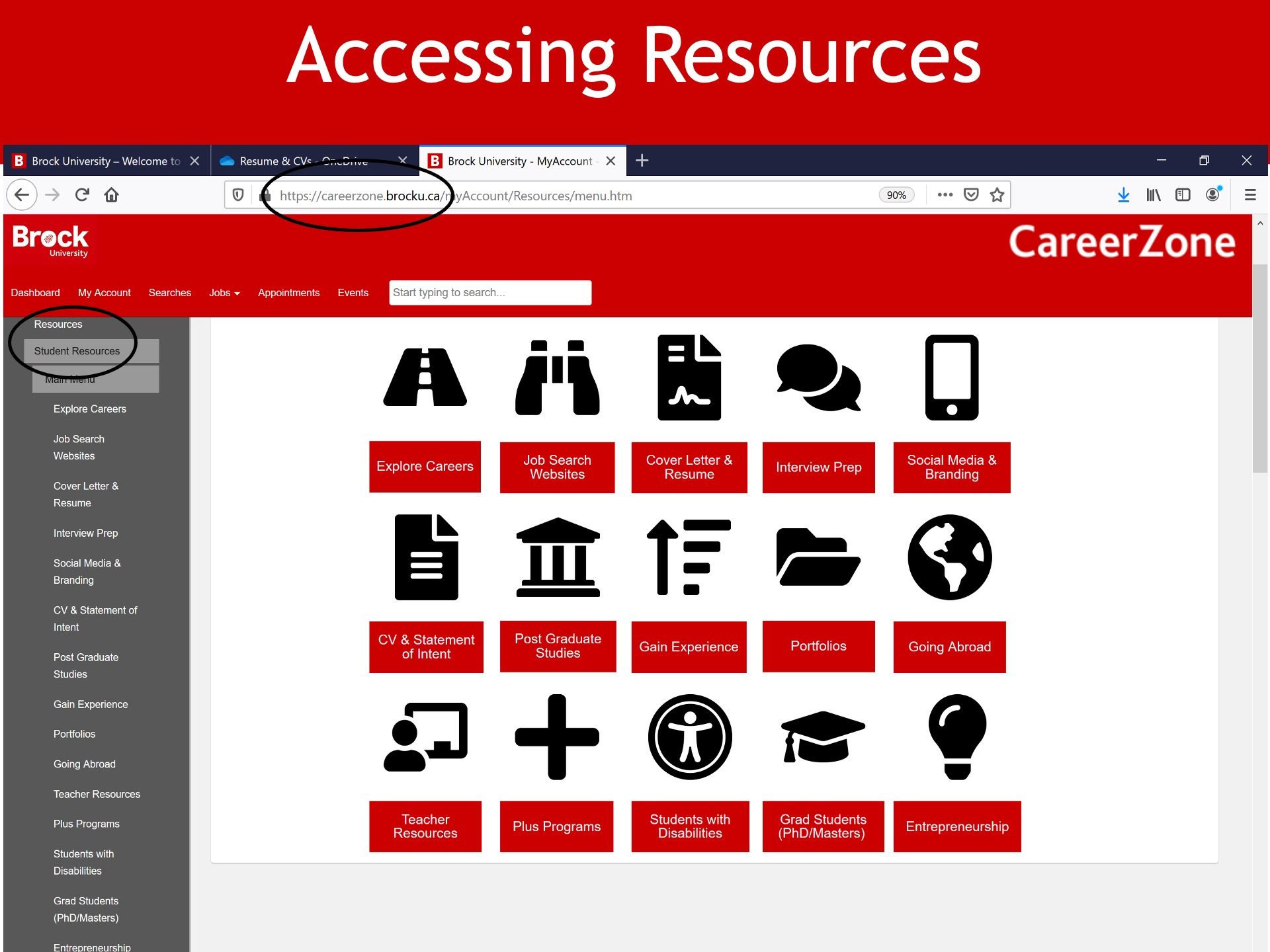 Accessing CareerZone resources