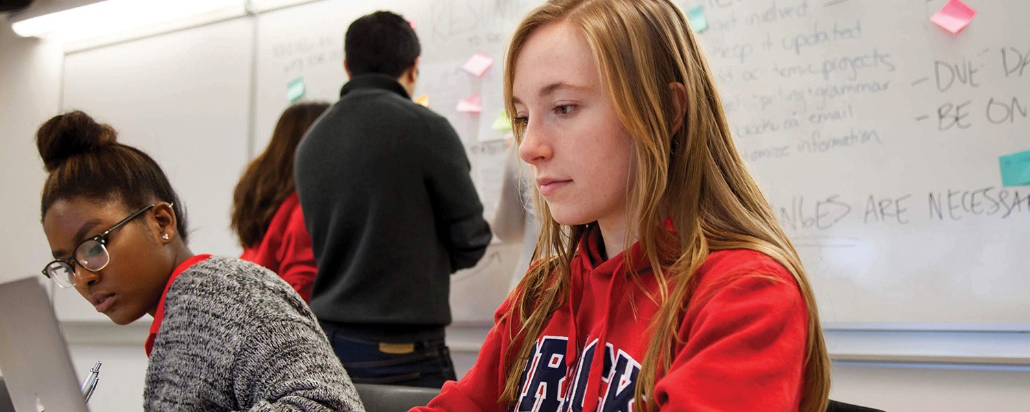 Brock students working in a classroom