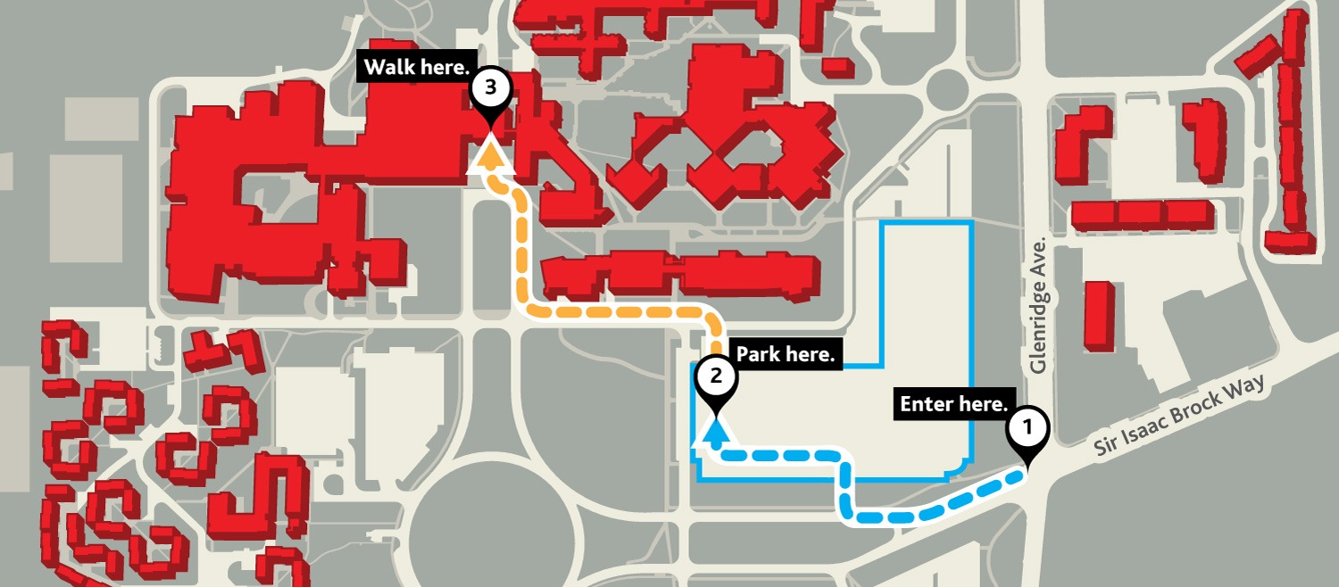 Parking map for Smart Start - park in Zone 1 and then walk to the Schmon Tower